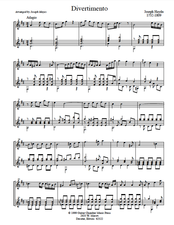 Score of Divertimento