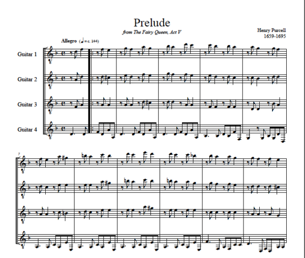 Score of Prelude from The Fairy Queen