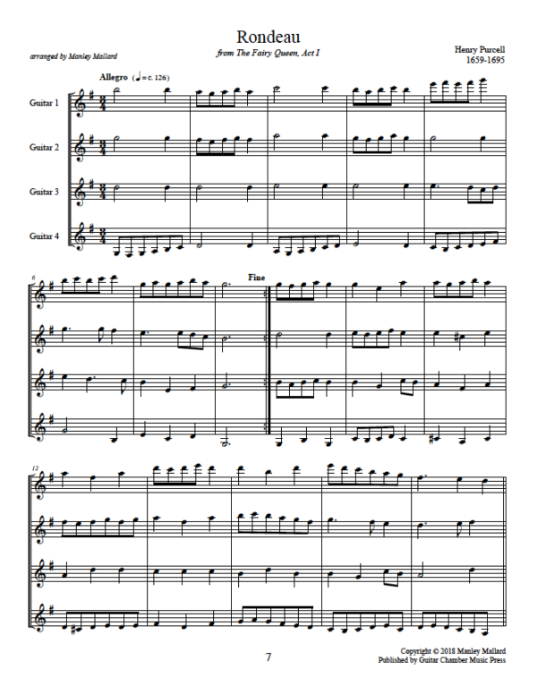 Score of Rondeau from The Fairy Queen
