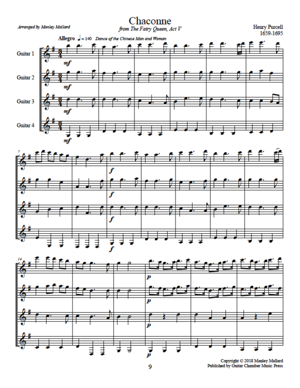 Score of Chaconne from The Fairy Queen