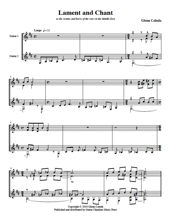 Score of Lament and Chant