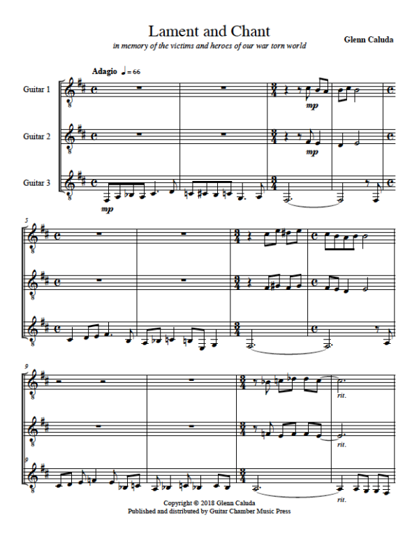 Score of Lament and Chant