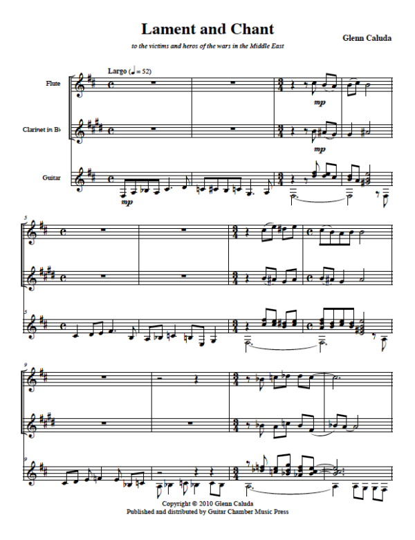 Score of Lament and Chant