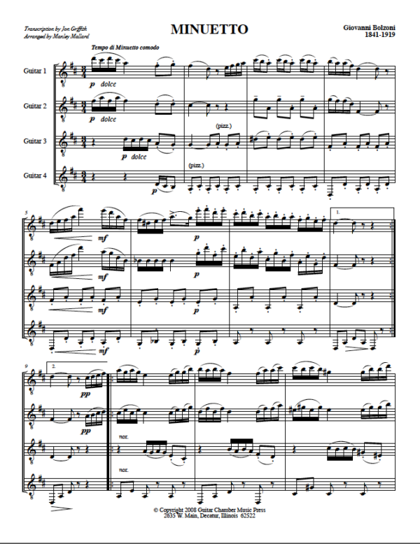 Score of Minuetto