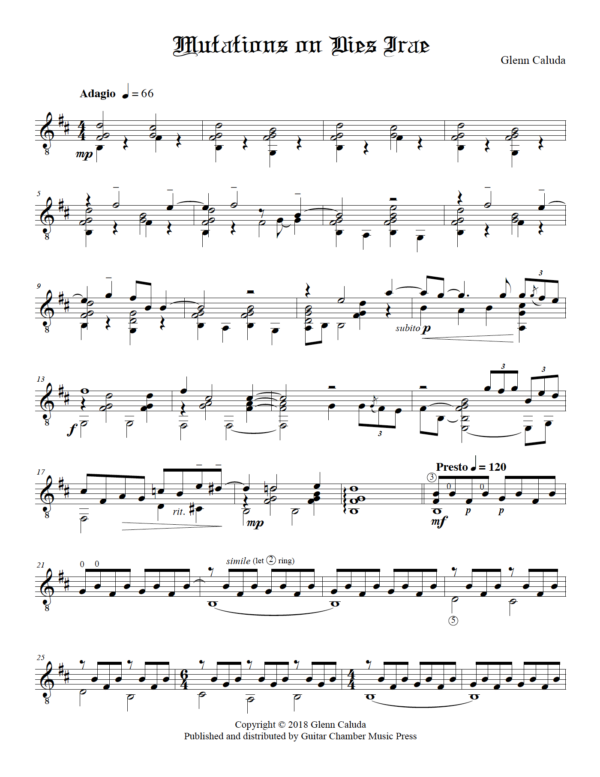 Score of Mutations on Dies Irae