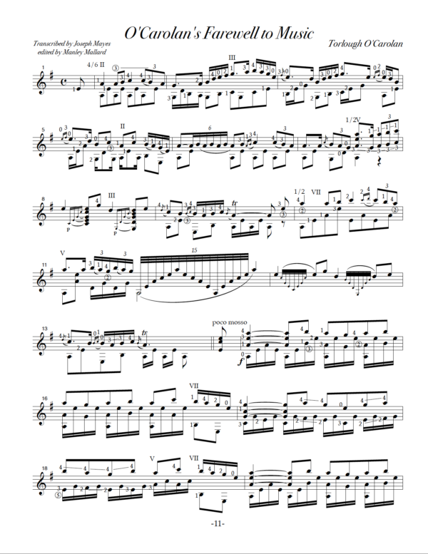Score of O'Carolan's Farewell to Music