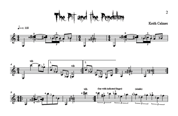 Score of The Pit and the Pendulum