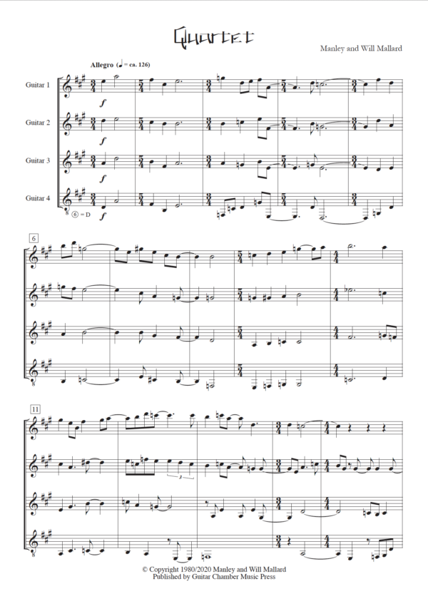 Score of Quartet