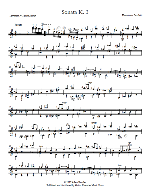 Score of Sonata K. 3