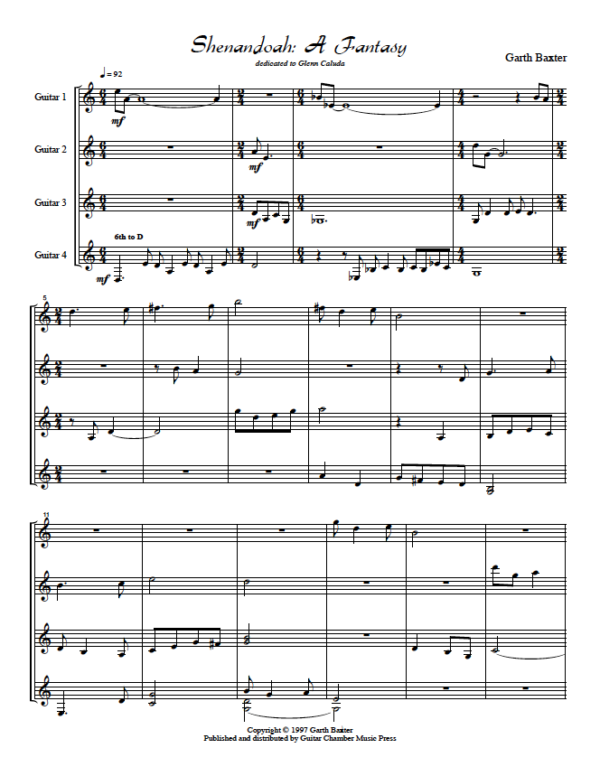 Score of Shenandoah A Fantasy