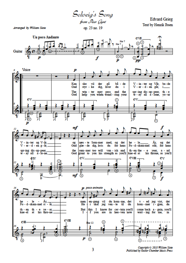 Score of Solveig's Song