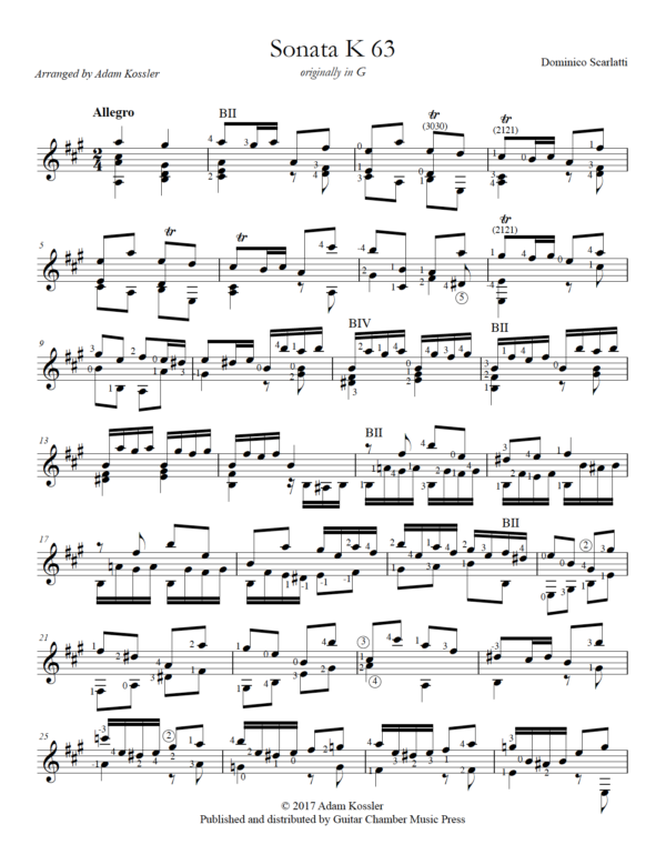 Score of Sonata K. 63