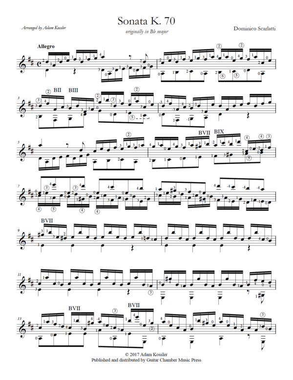 Score of Sonata K. 70