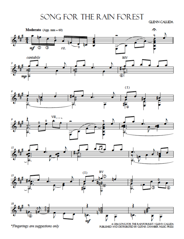 Score of Song for the Rain Forest