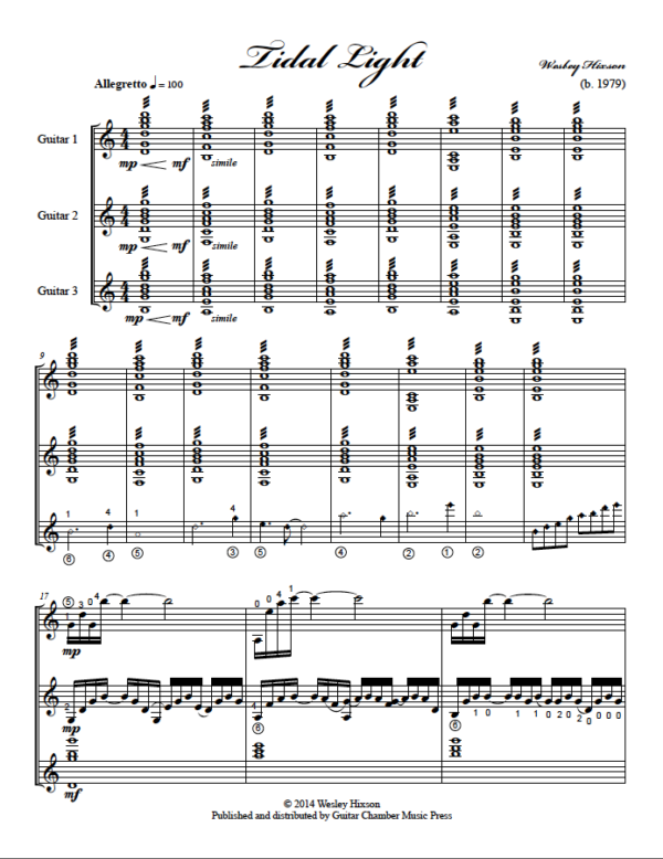 Score of Tidal Light