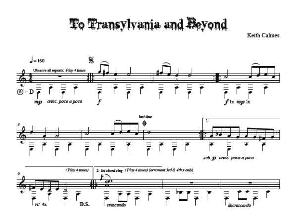 Score of Transylvania and Beyond