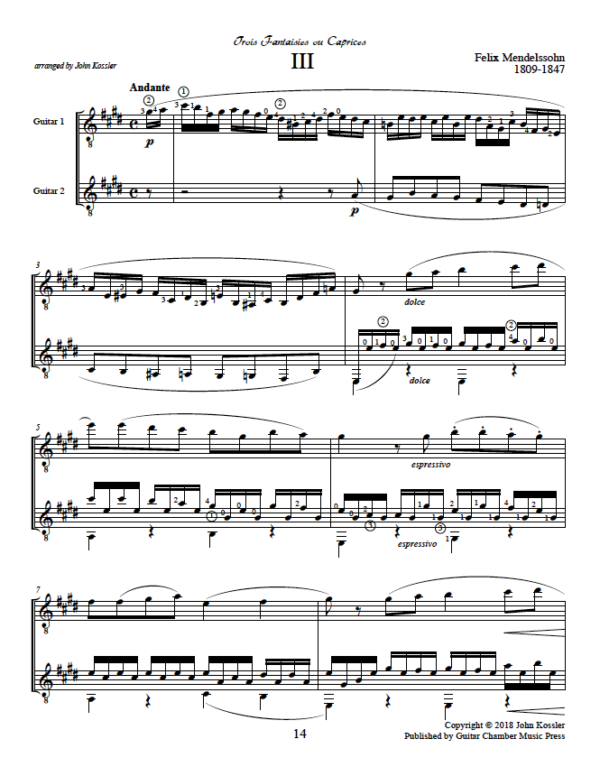 Score of Trois Fantaisies ou Caprices III