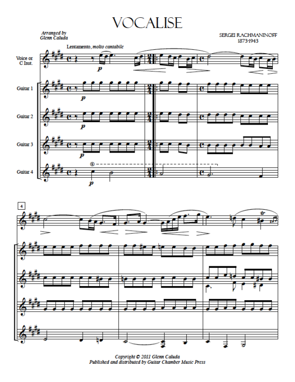 Score of Vocalise
