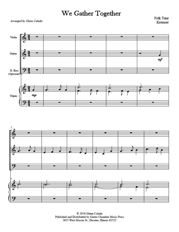 Score of We Gather Together
