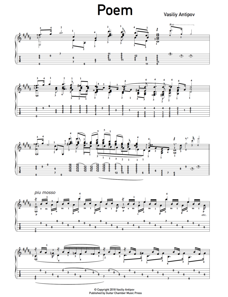 Poem (with Tab) Guitar Chamber Music Press