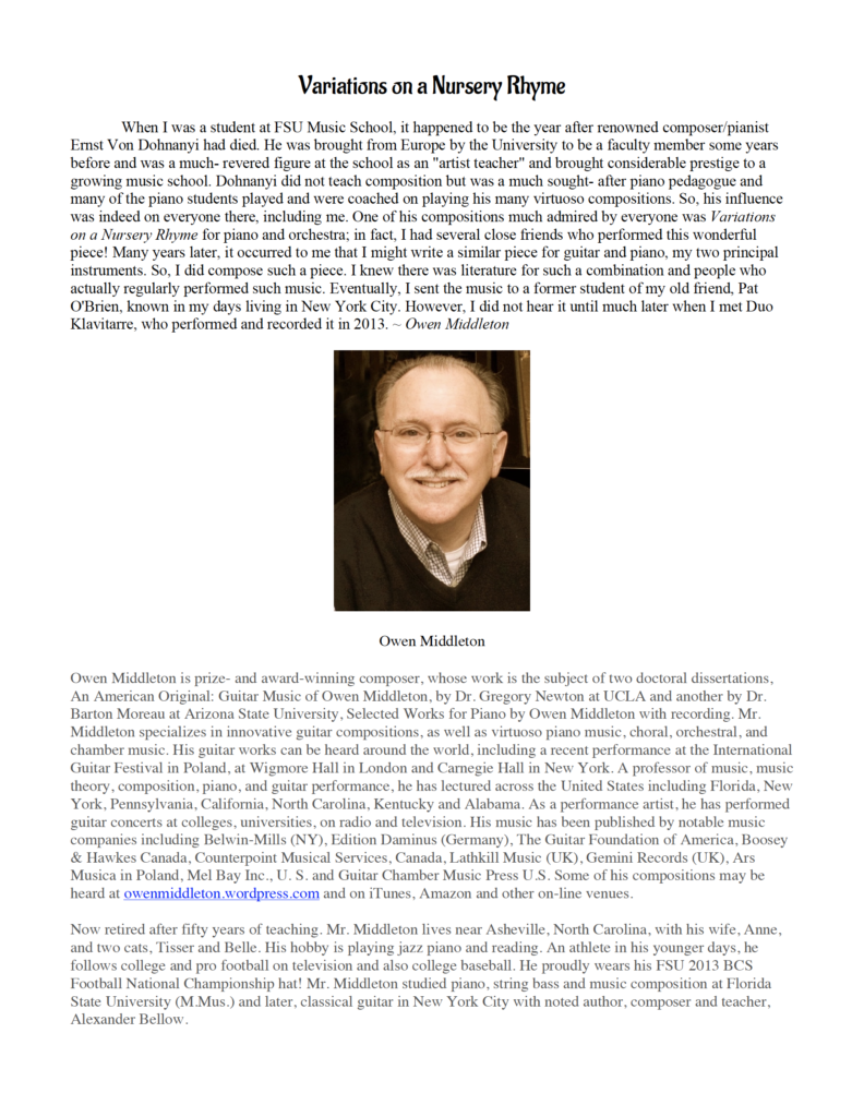 Variations on a Nursery Rhyme – Guitar Chamber Music Press