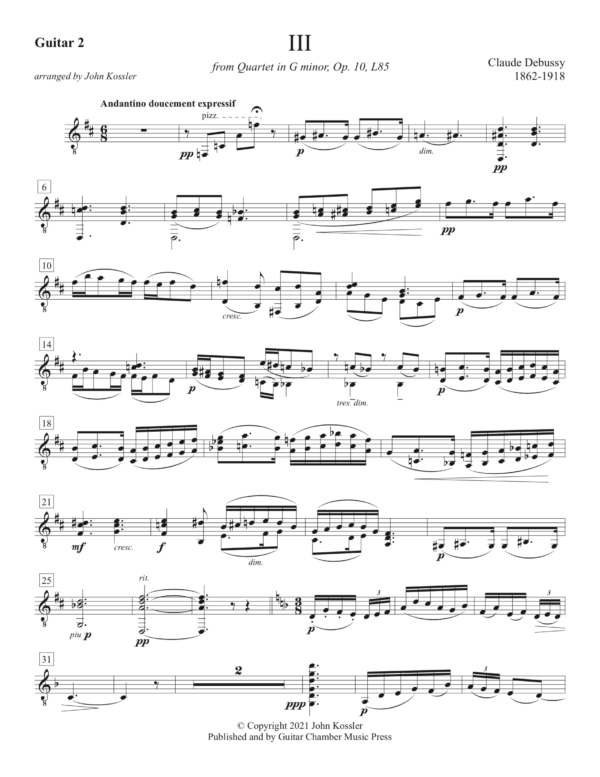 Andantino doucement expressif from Quartet No. 1 in G minor Op. 10 - Image 3