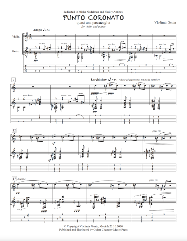 Punto Coronata for Violin and Guitar - Image 3