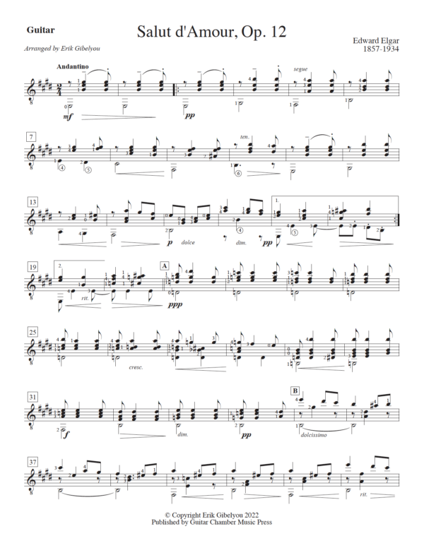 Salut d'Amour, Op. 12 for Violin and Guitar - Image 5