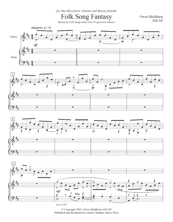 Folk Song Fantasy for Guitar and Piano - Image 3