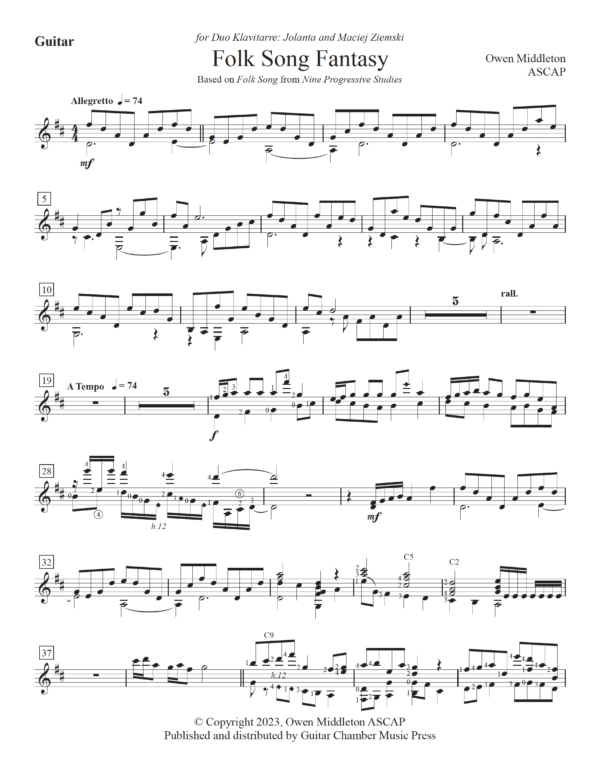 Folk Song Fantasy for Guitar and Piano - Image 5