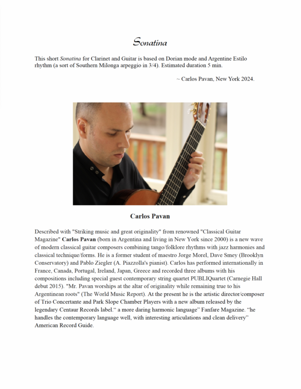 Sonatina for Clarinet and Guitar - Image 2