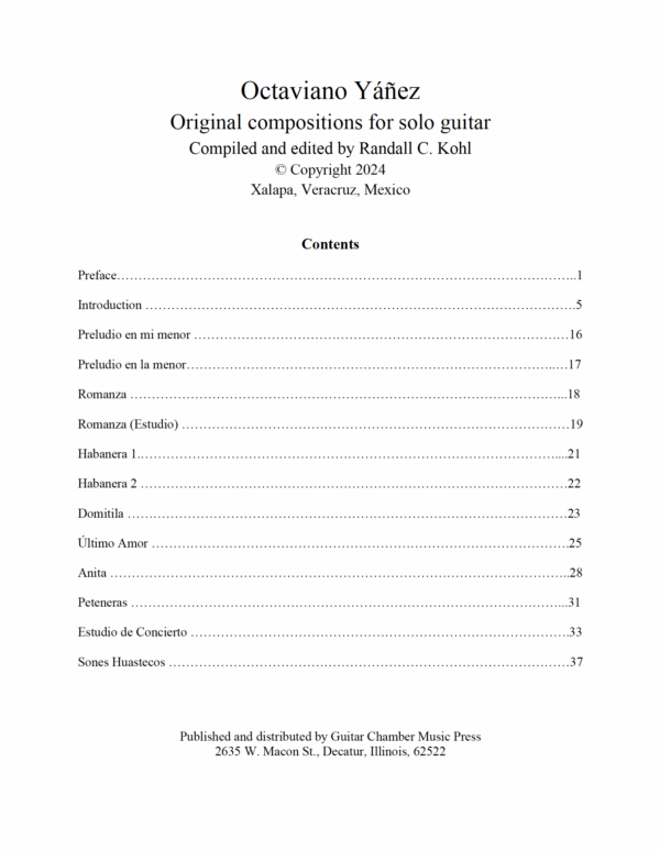 Octaviano Yáñez Original Compositions for Solo Guitar - Image 2