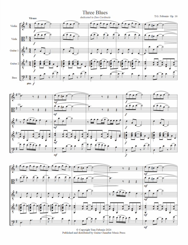 Three Blues for 2 Guitars, Violin, Viola & Bass - Image 3