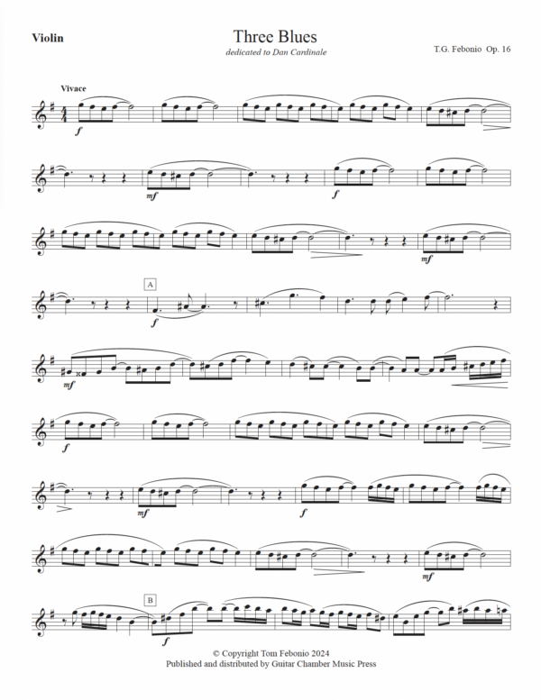 Three Blues for 2 Guitars, Violin, Viola & Bass - Image 4