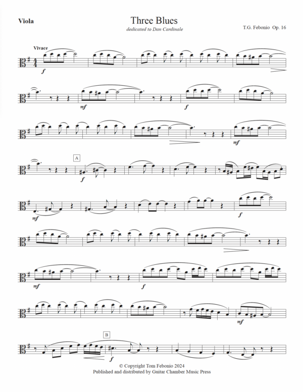 Three Blues for 2 Guitars, Violin, Viola & Bass - Image 5
