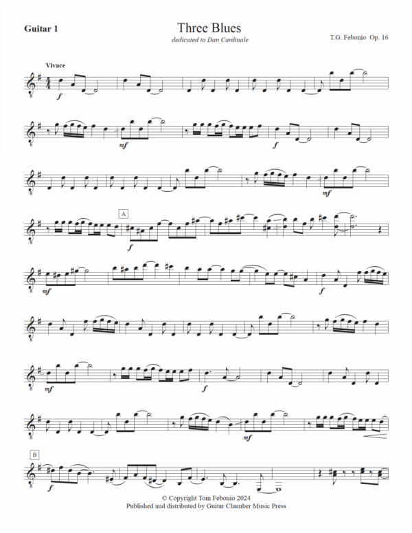 Three Blues for 2 Guitars, Violin, Viola & Bass - Image 6