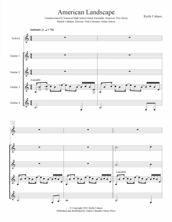 American Landscape for Guitar Ensemble with Soloist - Image 2