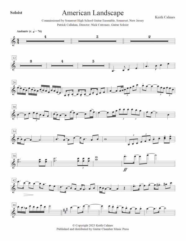American Landscape for Guitar Ensemble with Soloist - Image 4