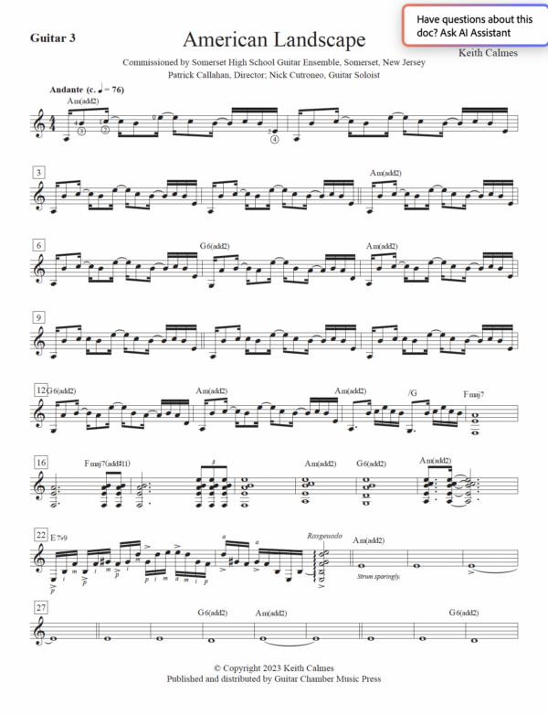 American Landscape for Guitar Ensemble with Soloist - Image 7