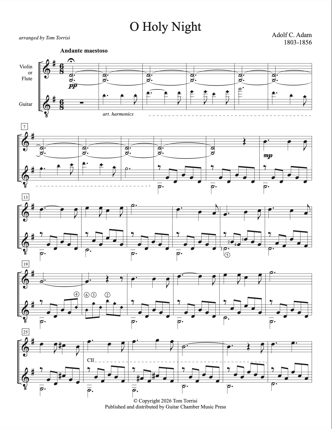 Two Christmas Carols for Violin or Flute and Guitar - Image 3