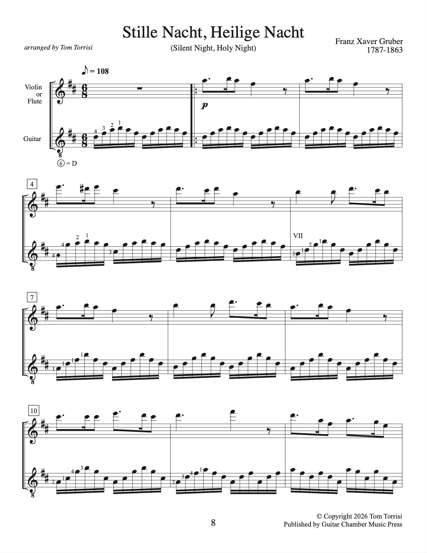 Two Christmas Carols for Violin or Flute and Guitar - Image 4